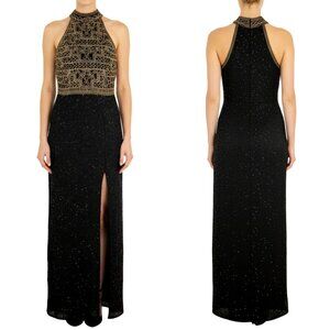 SCALA Vintage Fully Beaded Silk Column Dress Gown